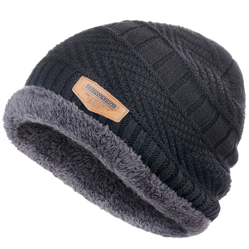 Men's winter Hat 2020 Fashion Knitted Black Hats Fall Hat Thick And Warm And Bonnet Skullies Beanie Soft Knitted Beanies Cotton