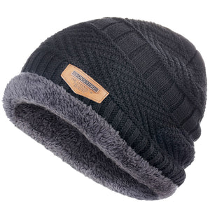 Men's winter Hat 2020 Fashion Knitted Black Hats Fall Hat Thick And Warm And Bonnet Skullies Beanie Soft Knitted Beanies Cotton