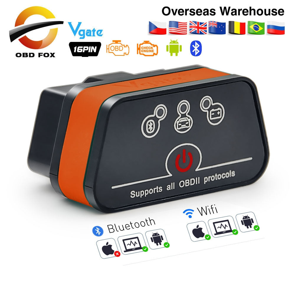 Vgate iCar2 ELM327 obd2 Bluetooth elm 327 V2.1 obd 2 wifi icar 2 Automotive diagnostic scanner for android/PC/IOS code reader
