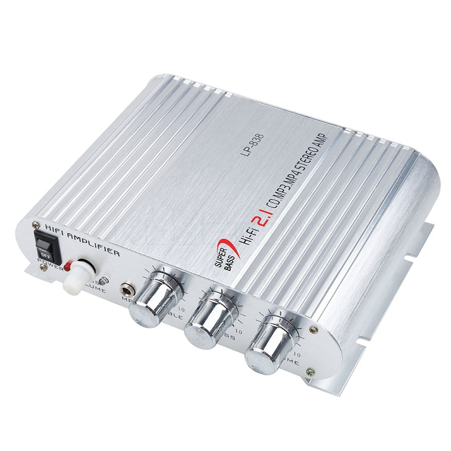 Mini Hi-Fi Amplificateur Stéréo SCE POUR LVPIN 12V 200W MP3 Autoradio amplificateur de puissance Audio 2.1CH Maison Super Basse