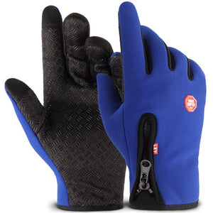 Autumn and winter outdoor riding gloves warm windproof gloves men and women zipper non-slip touch screen gloves