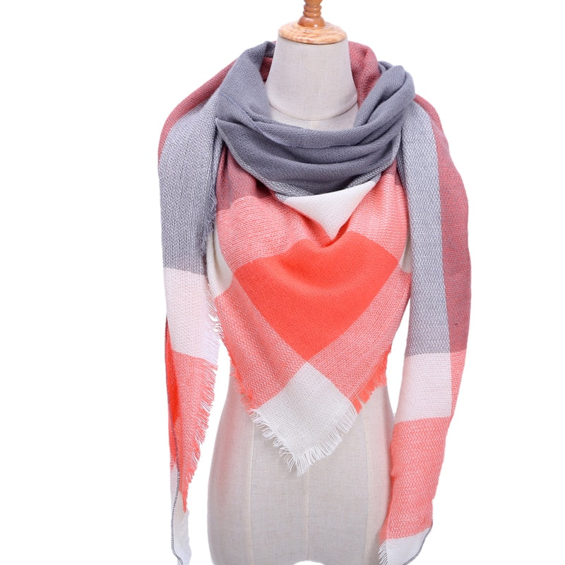 Designer 2020 knitted spring winter women scarf plaid warm cashmere scarves shawls luxury brand neck bandana pashmina lady wrap