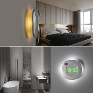 Horloge murale à capteur intelligent avec lumières LED | Horloge de nuit USB/AAA, 2 couleurs, pour la cuisine, les toilettes et la chambre à coucher