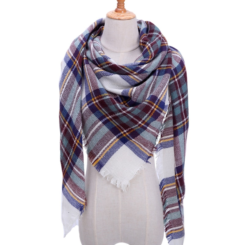 Designer 2020 knitted spring winter women scarf plaid warm cashmere scarves shawls luxury brand neck bandana pashmina lady wrap