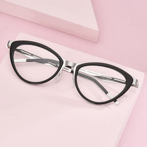 FONEX Acetate Glasses Frame Women Myopia Prescription Cat Eye Eyeglasses 2020 New Optical Brand Designer Screwless Eyewear F1008