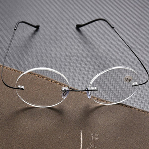 Anti-Blue Rimless Reading Glasses Men Women Round Frameless Magnifying Eyeglasses Prescription Myopia Presbyopia Glass+1.50+2.00