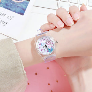 Disney Frozen 2 Princess Pattern Children toy Luminous watch Crystal Cartoon Leather Quartz Wristwatch for Girls Kids Toy Gift