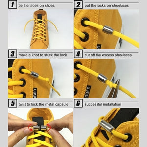 Third Version Elastic No Tie Shoelaces Metal Lock Shoe Laces For Kids Adult Sneakers Quick Shoelaces Semicircle Shoestrings F089