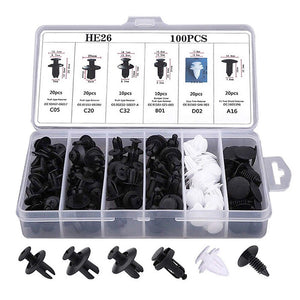Auto Fastener Clip 100Pcs Mixed Car Body Push Retainer Pin Rivet Bumper Door Trim Panel Retainer Fastener Kit Car Accessories