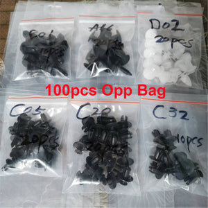 Auto Fastener Clip 100Pcs Mixed Car Body Push Retainer Pin Rivet Bumper Door Trim Panel Retainer Fastener Kit Car Accessories