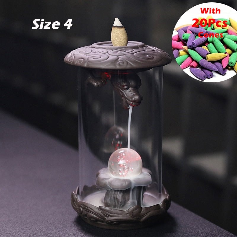 Handmade Ceramic Incense Burner Smoke Waterfall Backflow Incense Burner Living Room Decor Incense Holder Feng Shui Decoration