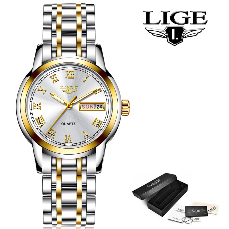 LIGE 2020 New Gold Watch Women Watches Ladies Creative Steel Women's Bracelet Watches Female Waterproof Clock Relogio Feminino