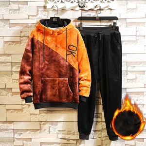 Sets Tracksuit Men Autumn Winter Hooded Sweatshirt Drawstring Outfit Sportswear 2020 Male Suit Pullover 4 Piece Set Casual