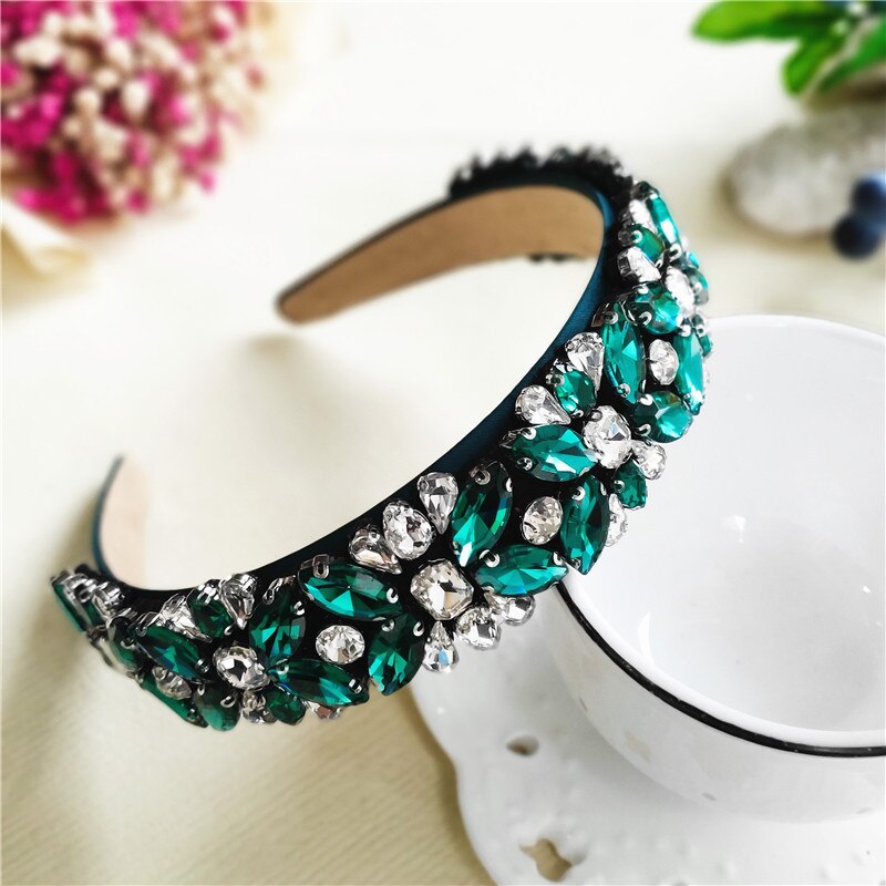 CN Baroque Full Crystal Hair Bands For Women Luxury Padded Diamond Headband Hair Hoop Christmas Gifts Christmas Hair Accessories