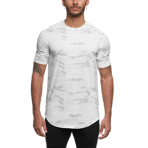 2020 camouflage Sport chemise hommes à manches courtes entraînement gymnase t-shirt hommes Compression coupe mince course t-shirt hommes Fitness hauts Sport t-shirt
