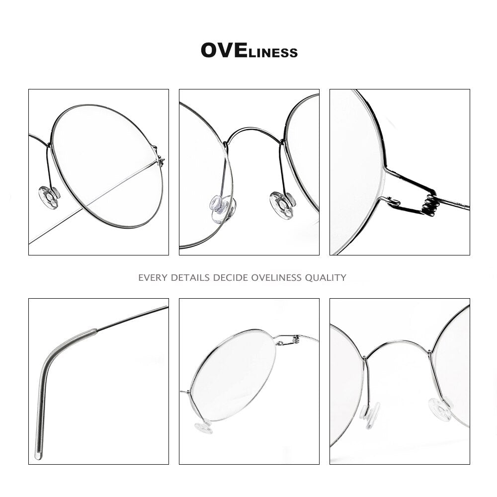 Titanium Screwless Eyewear Prescription Retro Eyeglasses Frame Women Round Myopia Optical Korean Spectacles Glasses Frame Men