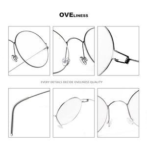 Titanium Screwless Eyewear Prescription Retro Eyeglasses Frame Women Round Myopia Optical Korean Spectacles Glasses Frame Men