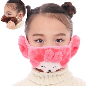 New Fashion Winter Earmuffs for Girls Bowknot Rabbit Earmuff Mouth Cover Plus Velvet Boys Ear Muff Wrap Band Ear Warmer Earlap