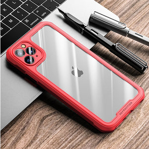 Luxury Transparent Case For iPhone 12 11 Pro Max Shockproof Airbag Cases For iPhone SE 2020 7 8 Plus Back Camera Lens Cover