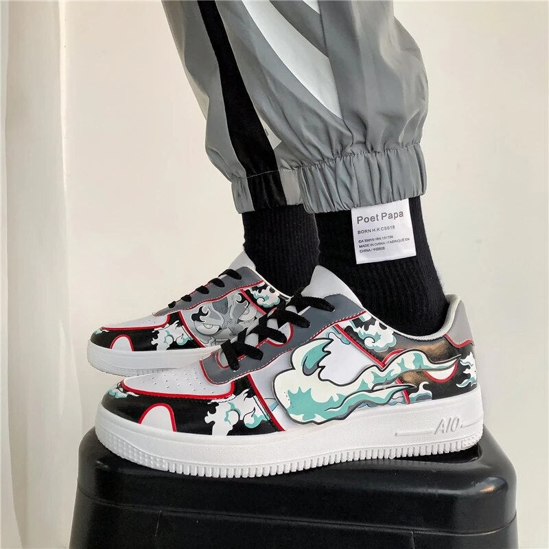 Men Sneakers Summer Breathable Shoes Super Light Casual Shoes Anime One Piece Print Male Tenis Masculino Sneakers