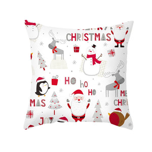 Elk Deer Santa Claus Snowman Christmas Cushion Cover Throw Pillow Xmas New Year Decor Home Decoration Polyester Pillowcase 40543