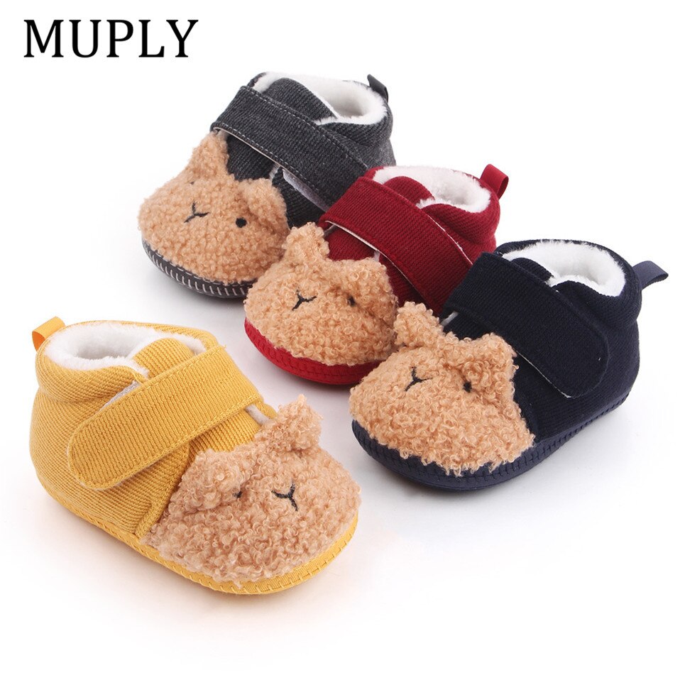 2021 Brand New Toddler Newborn Baby Crawling Shoes Boy Girl Cute Slippers Prewalker Trainers Fur Winter Animal Ears First Walker