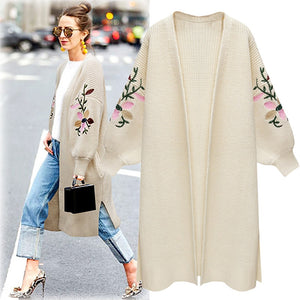 2020 New Style for Autumn and Winter Women's Knitted Cardigan Women's Loose Long Embroidered Sweater Women sweaters
