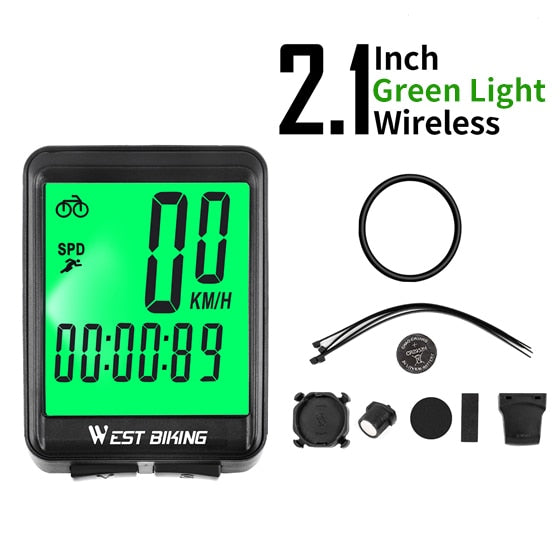 WEST BIKING Bicycle Computer Wireless Wired Cycling Computer Bicycle Speedometer LED Digital Rate Road MTB Bike Stopwatch