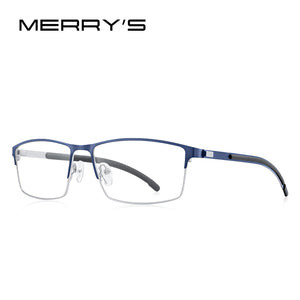 MERRYS DESIGN Men Titanium Alloy Optical Glasses Frame Ultralight Square Myopia Prescription Eyeglasses Antiskid Silicone S2186