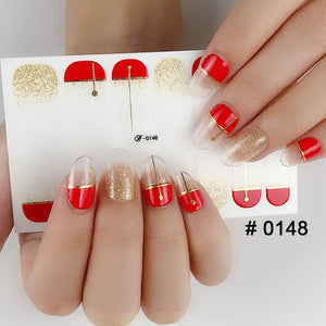Fashion 31 Designs 3D Full Cover Nail Sticker Waterproof Self-adhesive Nail Art Manicure DIY Decoration Glitter Nail Wraps 2019