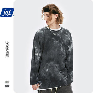 INFLATION Tie Dyed Long Sleeve T-shirt For Men Streetwear 2020 Autumn Loose Hip Hop T-shirt Men Cotton Oversized T-shirt 1904W