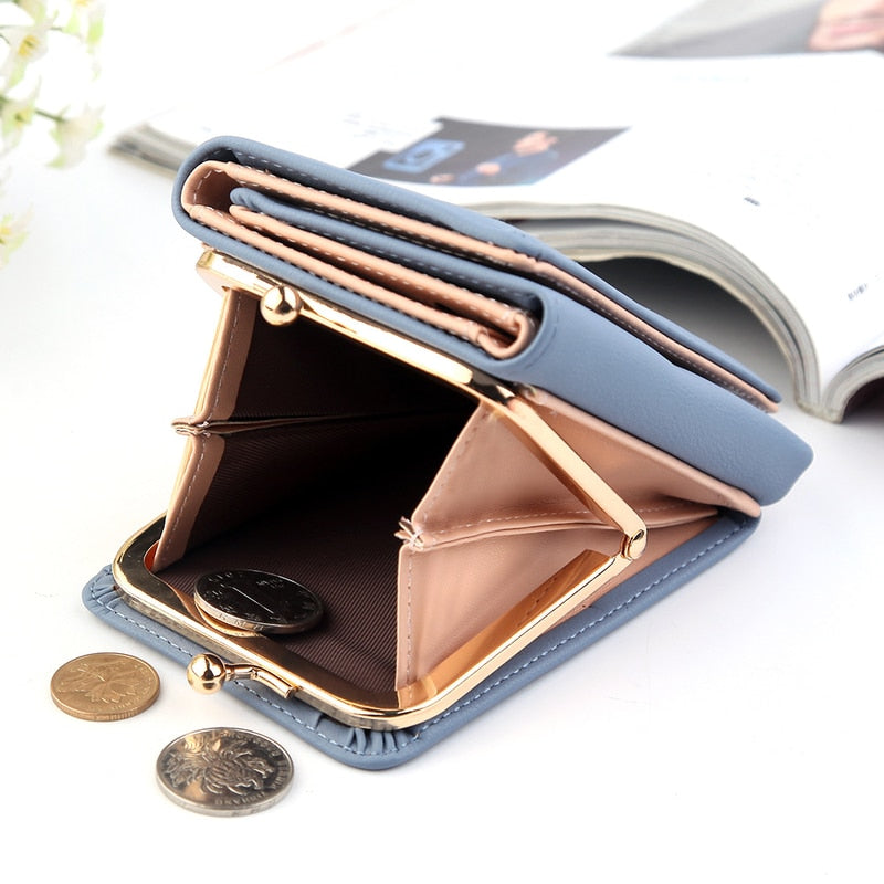 Wallet Women 2020 Lady Short Women Wallets Black Red Color Mini Money Purses Small Fold PU Leather Female Coin Purse Card Holder