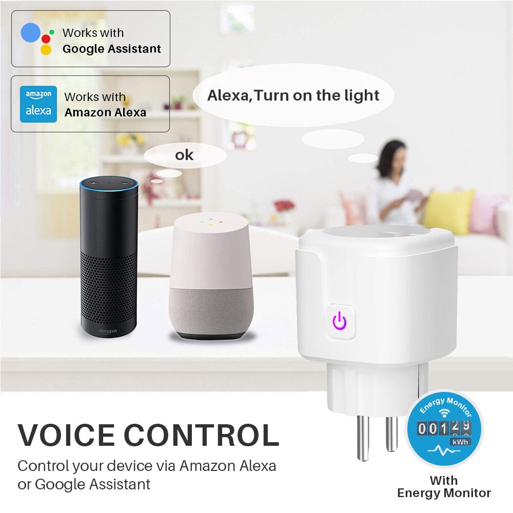 Smart Plug WiFi Socket EU 16A Power Monitor Timing Function Tuya SmartLife APP Control Works With Alexa Google Assistant