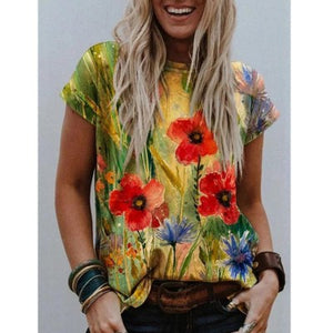 2021 New Fashion Pullovers Blouse Shirt Print Women's Tops O-neck Loose Casual Summer New Female Plus Size 5XL