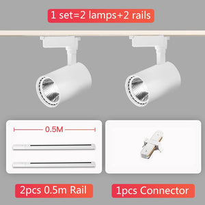Whole Set LED Track Lights 12/20/30/40W 220V COB Track Lamp Rail Spotlights Track Lighting Fixture Spot Lights for Home Store