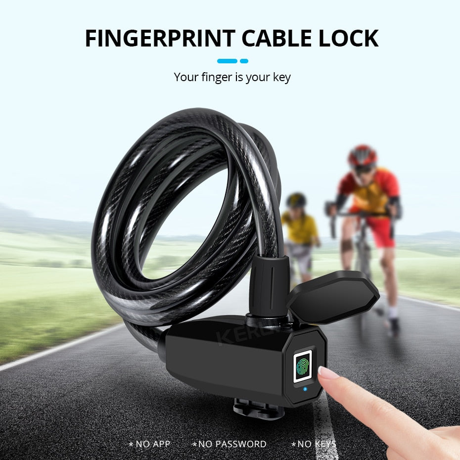 KERUI Bike Lock Keyless Fingerprint Bicycle Lock Safe Anti-theft Anti-shear Smart Door Lock for Motorcycle Gate Fence Outdoor