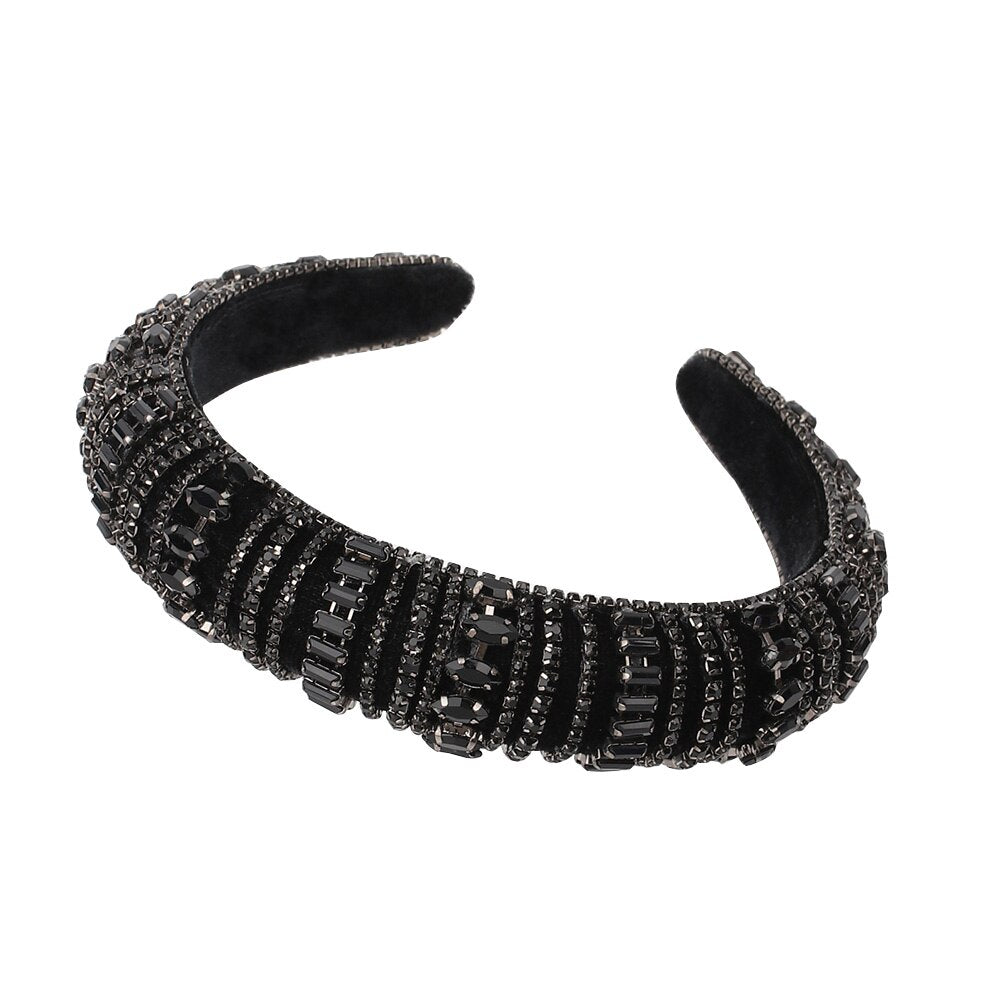 CN Baroque Full Crystal Hair Bands For Women Luxury Padded Diamond Headband Hair Hoop Christmas Gifts Christmas Hair Accessories
