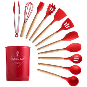 Silicone Kitchenware Cooking Utensils Set Heat Resistant Kitchen Non-Stick Cooking Utensils Baking Tools With Storage Box Tools