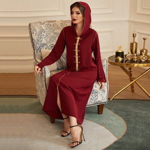 Siskakia Handmade Diamond Hooded Abaya Dress for Women Eid 2021 Modest Muslim Dubai Turkey Arabic Moroccan Kaftan Jalabiya Robe
