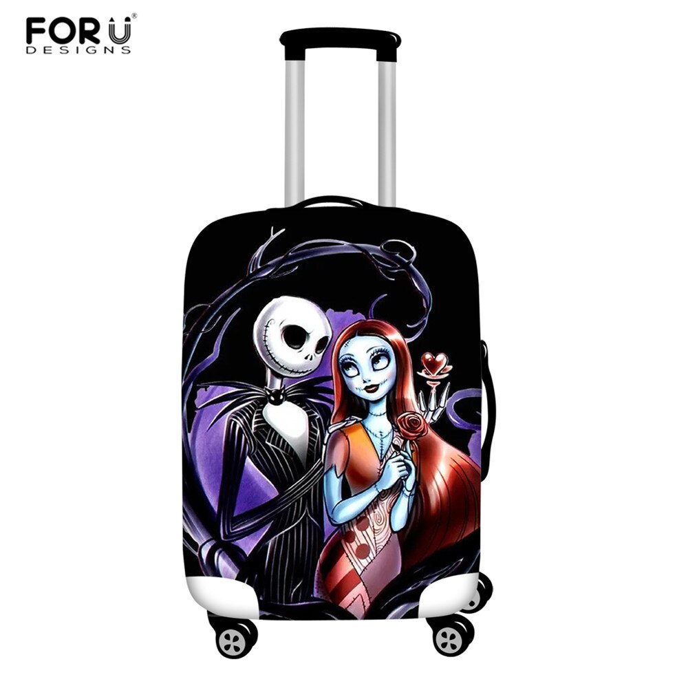 FORUDESIGNS Jack Skellington Brand Design Luggage Cover Protector Nightmare Before Christmas Print Travel Elastic Suitcase Cases