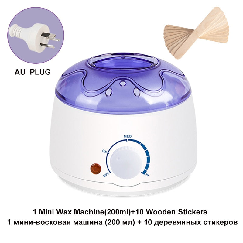 Electric Hair Removal Wax-melt Machine Heater Wax Beans 10pcs Wood Stickers Hair Removal Sets Waxing Kit cera depilatori
