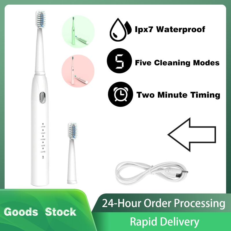 Electric Toothbrush S802 Waterproof Automatic Sonic ToothBrush Rechargeable 5 Models with 2 Brush Heads PK xiomi xaomi X3