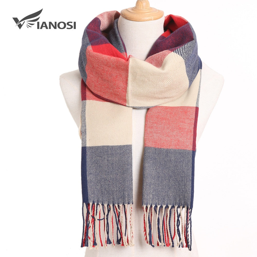 [VIANOSI] 2020 Plaid Winter Scarf Women Warm Foulard Solid Scarves Fashion Casual Scarfs Cashmere Bufandas Hombre