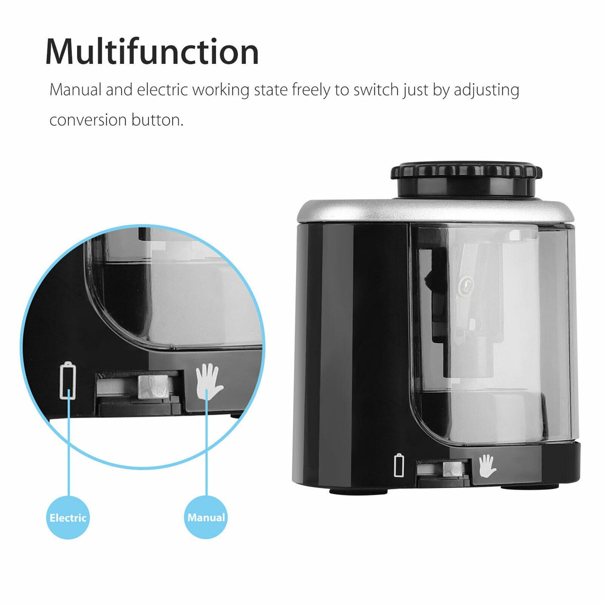 NEW 1PCS Electric Auto Pencil Sharpener Safe Student Helical Steel Blade Sharpener for Artists Kids Adults Colored Pencils