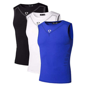 Jeansian 3 Pack Sport débardeur hauts hauts chemises sans manches en cours d'exécution Grym entraînement Fitness Compression mince LSL3306