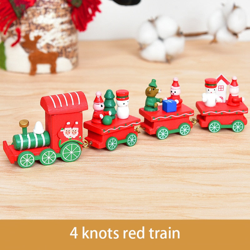 Wooden Christmas Train Ornament Christmas Decoration For Home Santa Claus Gift Toys Crafts Table Deco Navidad Xmas 2021 New Year
