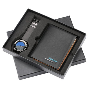 Mens Watches Luxury Minimalist Quartz Wrist Watch Card Holder Wallet Watches Men Gift Set Watches for Dad Husband Boy Friend