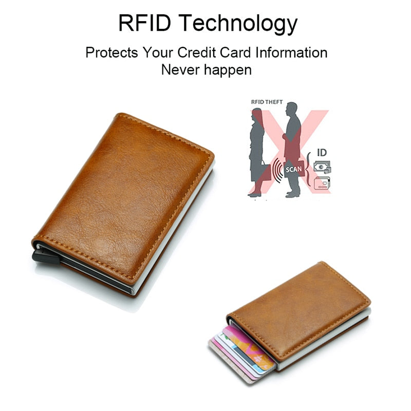 DIENQI Carbon Fiber Card Holder Wallets Men Brand Rfid Black Magic Trifold Leather Slim Mini Wallet Small Money Bag Male Purses