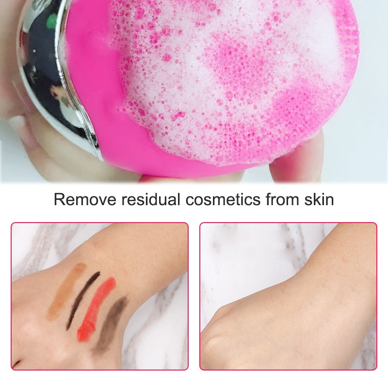 Electric Face Cleaner Sonic Silicone Facial Cleansing Brush Electric Ultrasonic Vibrating Face Massager Mini Pore Deep Cleaning