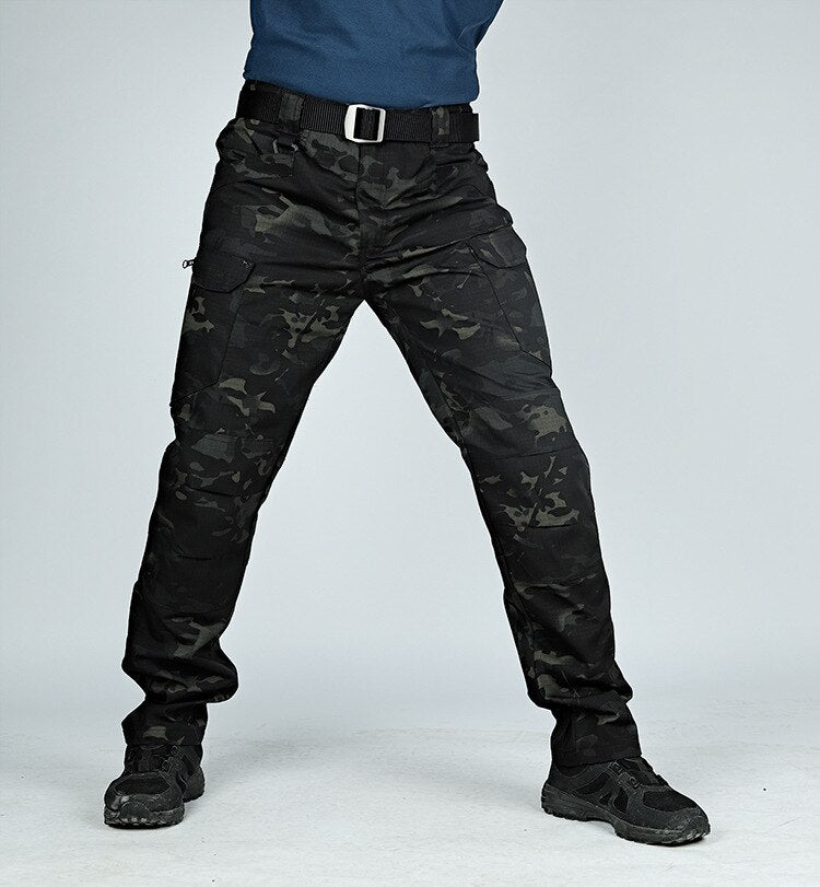 Pantalon tactique homme élasticité de poche Multiple ville pantalon militaire Sport urbain hommes mince gros noir Cargo pantalon moto 5XL